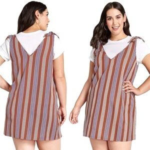 ModCloth My Kind of Casual Rust Shift Dress Striped Size Large